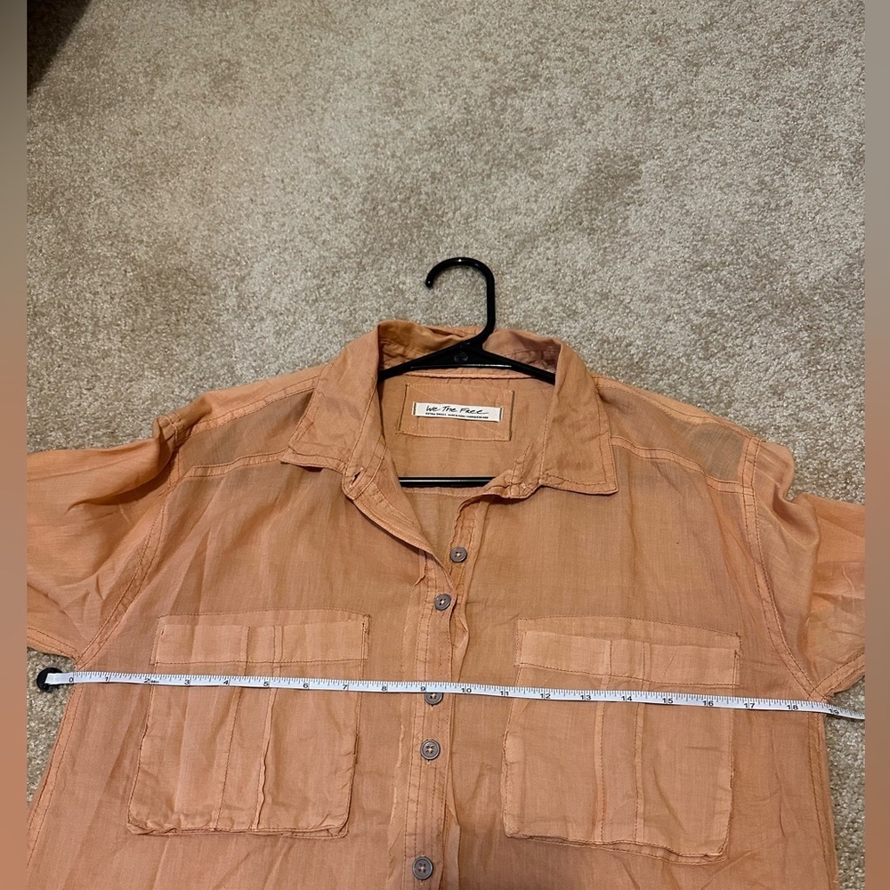 Free People Sheer Luck Button Down Lightweight Shirt in Wood Chimes Size XS - Picture 7 of 12